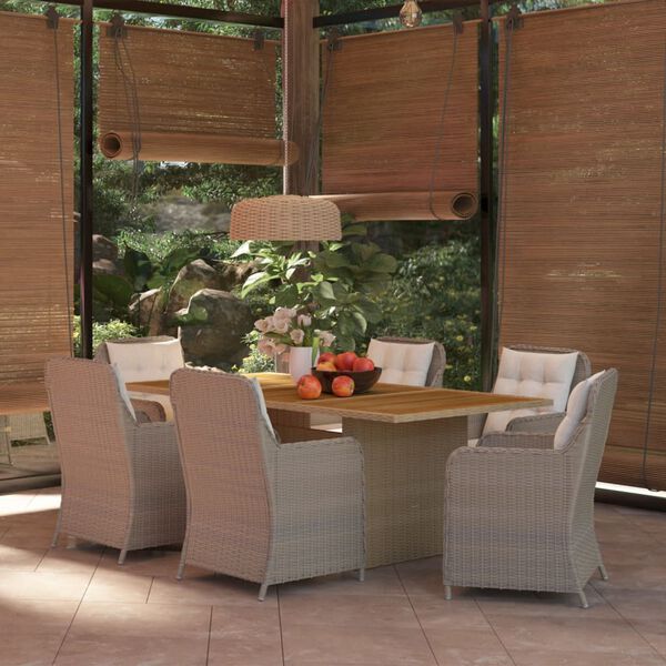 vidaXL 7 Piece Garden Dining Set Poly Rattan Brown