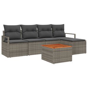 vidaXL Garden Sofa Set with Storage 6 pcs Grey Poly Rattan