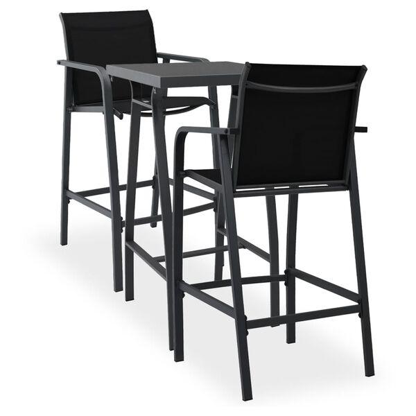 vidaXL 3 Piece Garden Bar Set Black