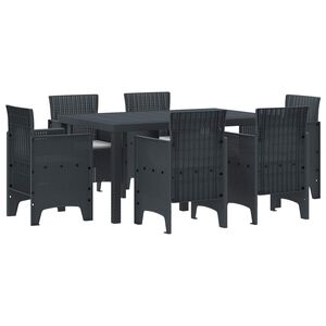 vidaXL Garden Dining Set 7 pcs Anthracite Polt rattan