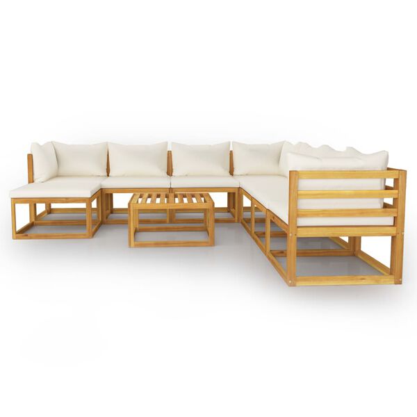 vidaXL 9 Piece Garden Lounge Set with Cushion Cream Solid Acacia Wood
