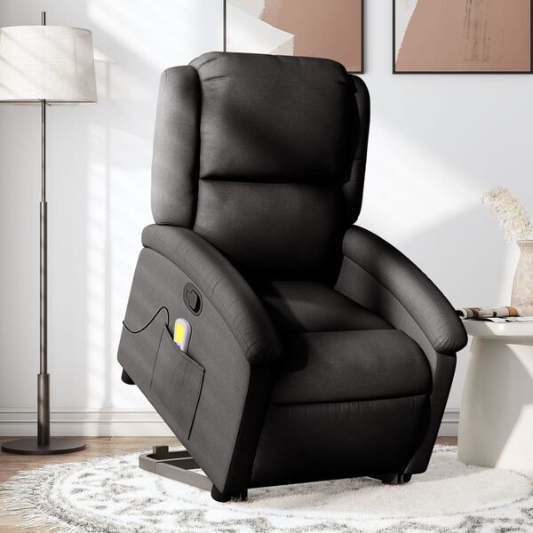 vidaXL Stand up Massage Recliner Chair Black Fabric