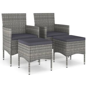 vidaXL Garden Chair And Stool | Set of 4 | Grey