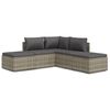 vidaXL 5 Piece Garden Lounge Set with Cushions Grey Poly Rattan