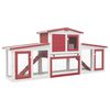 vidaXL Outdoor Large Rabbit Hutch Red and White 201x45x85 cm Wood