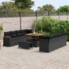 vidaXL Garden Sofa Set 11 pcs Black Poly Rattan
