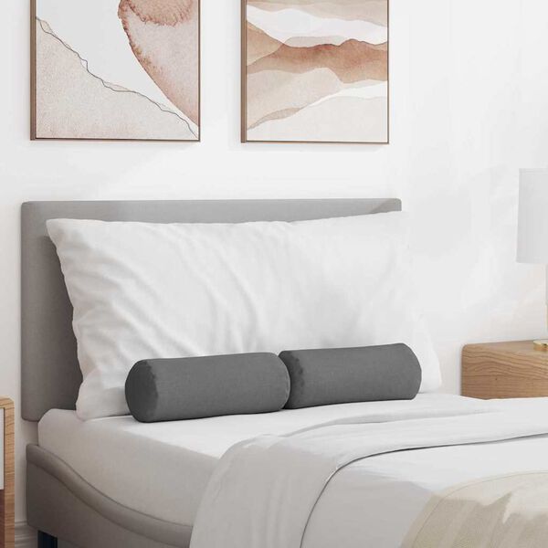 vidaXL Bolster Pillows 2 pcs Dark Grey &Oslash; 15 x 40 cm Fabric
