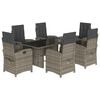 vidaXL 7 Piece Garden Dining Set with Cushions Grey Poly Rattan