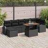 vidaXL Garden Sofa Set with Storage 8 pcs Black Poly rattan