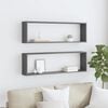 vidaXL Wall Cube Shelf 2 pcs Grey 100x15x30 cm Engineered Wood