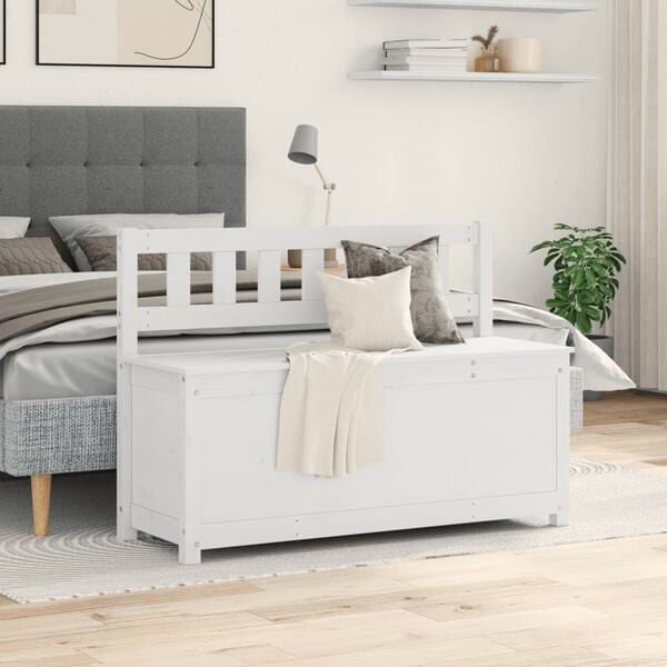 vidaXL Bench White 110x41x76.5 cm Solid Wood Pine