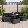 vidaXL 6 Piece Garden Sofa Set with Cushions Black Poly Rattan