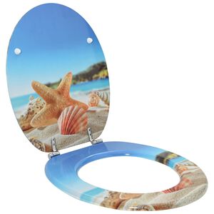 vidaXL Soft-Close Toilet Seat Light Blue 44 x 38 cm MDF board