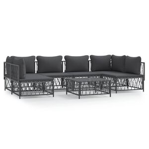 vidaXL 7 Piece Garden Lounge Set with Cushions Anthracite Steel