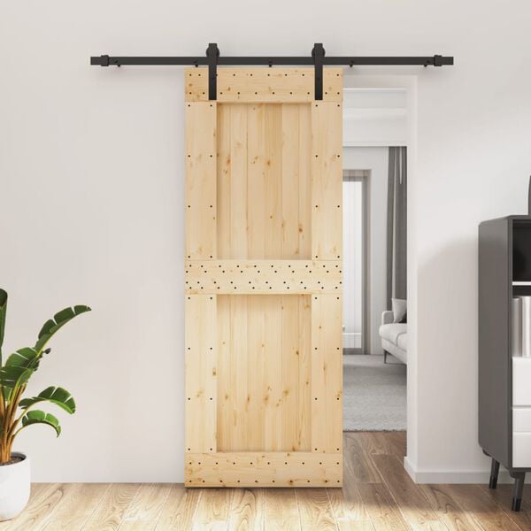 vidaXL Sliding Door with Hardware Set 80x210 cm Solid Wood Pine