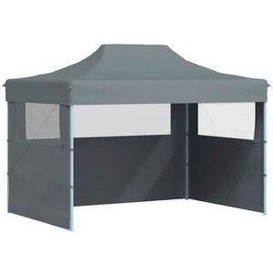 vidaXL Professional Folding Party Tent with 3 Sidewalls 3x4 m Steel Anthracite