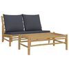 vidaXL 2 Piece Garden Lounge Set with Dark Grey Cushions Bamboo