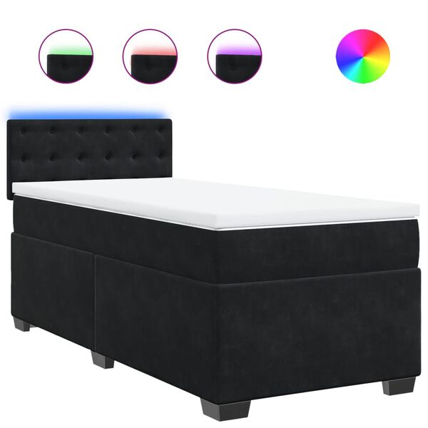 vidaXL Box Spring Bed with Mattress Black King Single Fabric