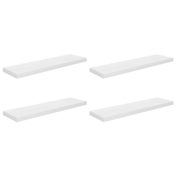 vidaXL Floating Wall Shelves 4 pcs High Gloss White 90x23.5x3.8 cm MDF