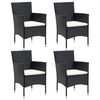 vidaXL 5 Piece Garden Dining Set with Cushions Poly Rattan Black