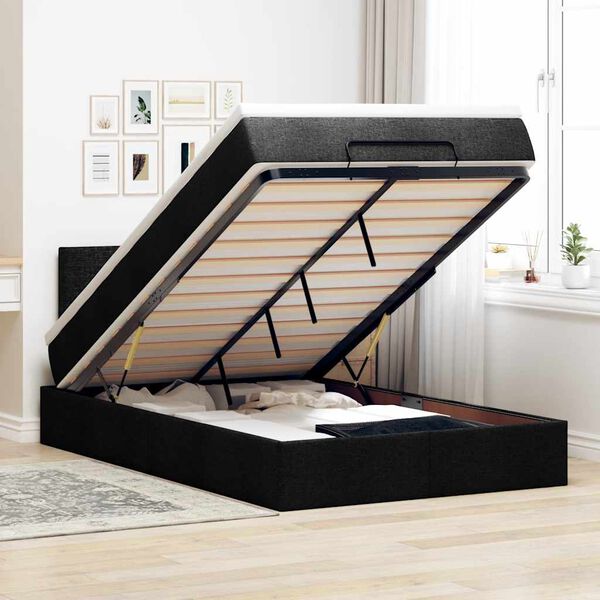 vidaXL Ottoman Bed with Mattress Black King Single Fabric