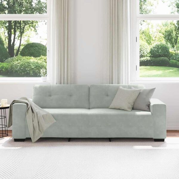vidaXL 3-Seater Sofa Light Grey 220x78x80 cm Velvet