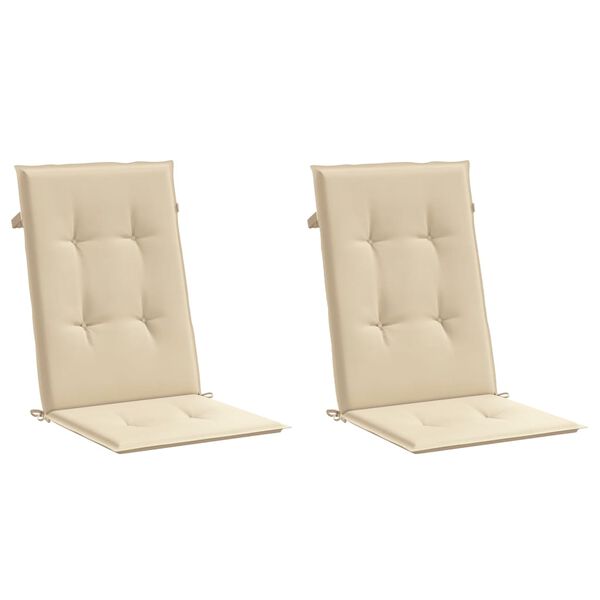 vidaXL Garden Highback Chair Cushions 2 pcs Beige 120x50x3 cm Fabric