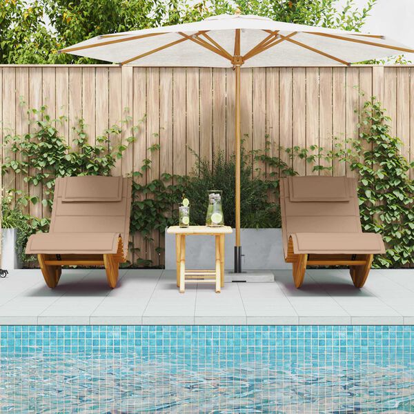 vidaXL Sun Lounger 2 pcs Brown 60 x 154 x 74cm Solid Acacia wood