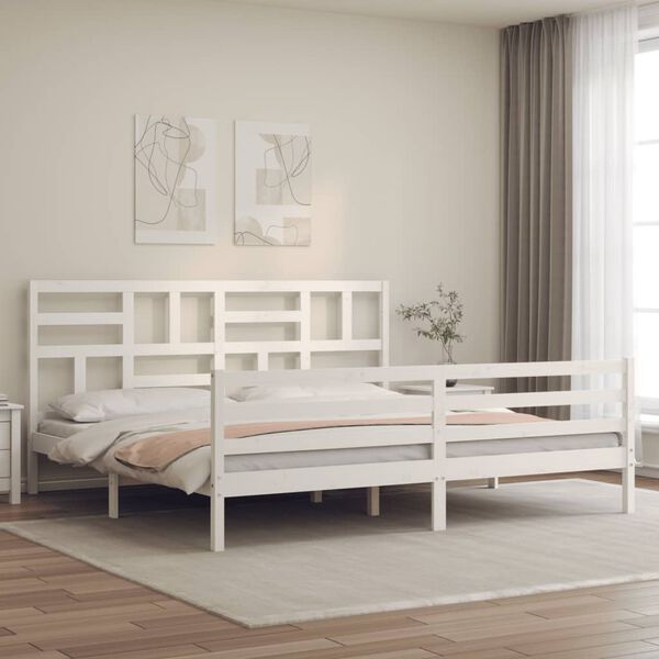 vidaXL Bed Frame without Mattress White Super King Size Solid Wood