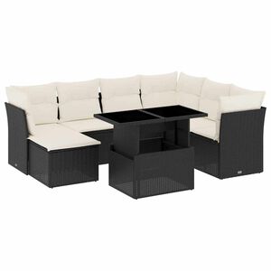 vidaXL 8 Piece Garden Sofa Set with Cushions Black Poly Rattan