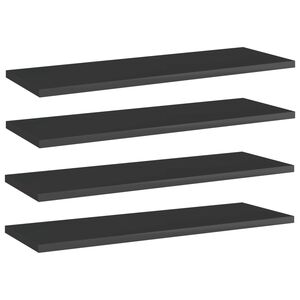 vidaXL Bookshelf Boards 4 pcs High Gloss Black 60x20x1,5 cm Engineered Wood