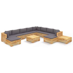 vidaXL 12 Piece Garden Lounge Set with Cushions Solid Teak Wood