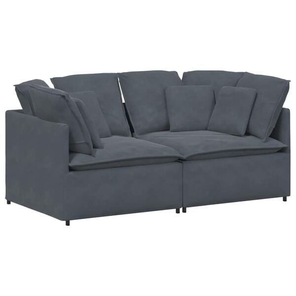 vidaXL Modular Sofa with Cushions Velvet Dark Grey