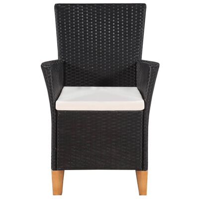 vidaXL Outdoor Chairs with Cushions 2 pcs Poly Rattan Black