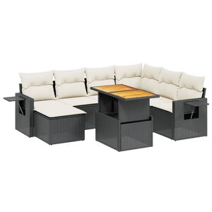 vidaXL 8 Piece Garden Sofa Set with Cushions Black Poly Rattan
