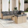 vidaXL 9 Piece Garden Sofa Set with Cushions Beige Poly Rattan