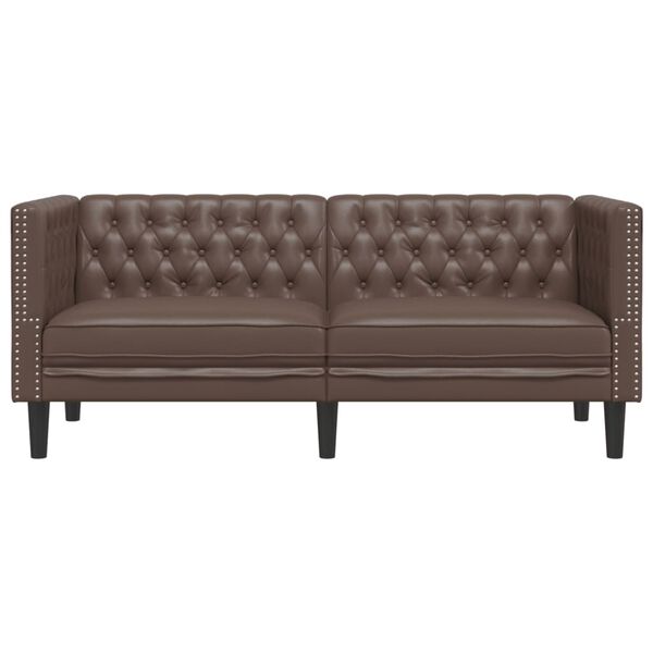 vidaXL Chesterfield Sofa 2-Seater Brown Faux Leather
