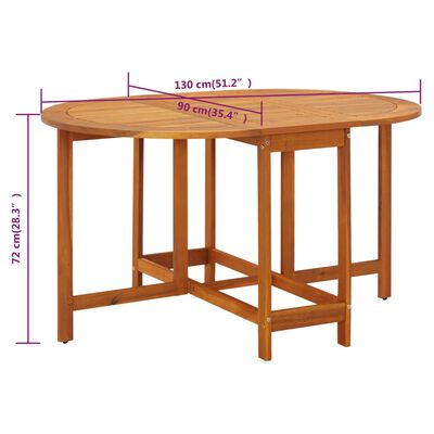 vidaXL Garden Table 130x90x72 cm Solid Acacia Wood