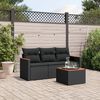 vidaXL 4 Piece Garden Sofa Set with Cushions Black Poly Rattan