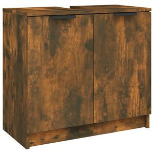 vidaXL Bathroom Cabinet Smoked Oak 64,5x33,5x59 cm Engineered Wood