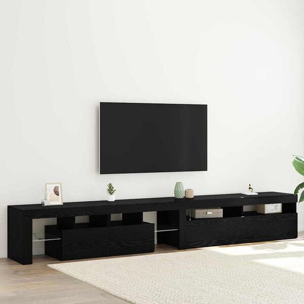 vidaXL TV Cabinet 2 pcs Black Oak 260 x 37 x 40 cm Engineered Wood