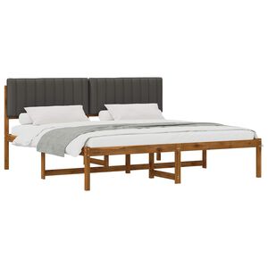 vidaXL Bed Frame with Upholstered Headboard Natural and Dark Grey