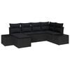 vidaXL Garden Sofa Set 6 pcs Black Poly Rattan