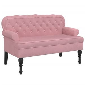 vidaXL Bench with Backrest Pink 119.5x64.5x75 cm Velvet