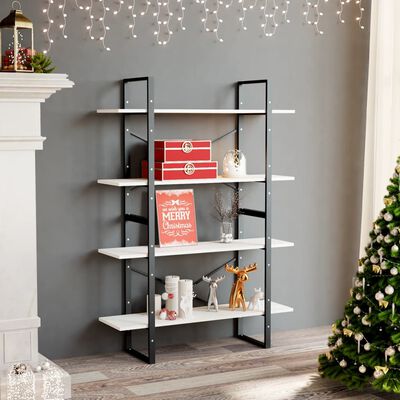vidaXL 4-Tier Book Cabinet White 100x30x140 cm Solid Pine Wood