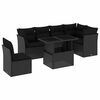vidaXL 7 Piece Garden Sofa Set with Cushions Black Poly Rattan