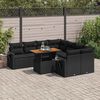 vidaXL 9 Piece Garden Sofa Set with Cushions Black Poly Rattan