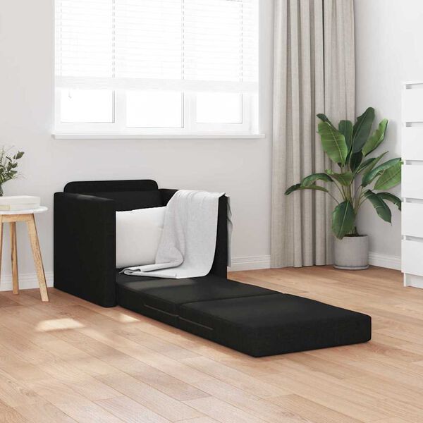 vidaXL Floor Sofa Bed 2-in-1 Black 112x174x55 cm Fabric