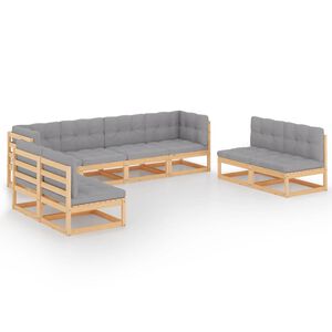 vidaXL 8 Piece Garden Lounge Set with Cushions Solid Pinewood