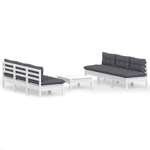 vidaXL 7 Piece Garden Lounge Set with Anthracite Cushions Pinewood